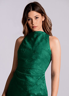 Azazie Evadne Suknie dla druhen Osłona Pofałdowany Kwiatowe wypalenie Do ziemi Sukienka image6