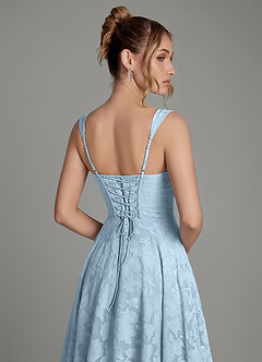 Azazie Azaria Vestidos de madrinha de casamento Vestido Céu Azul de Esgotamento Floral de Linha A com Corpete image2