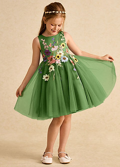 Azazie Prima Flower Girl Dresses Basil A-Line Bow Tulle Dress image3