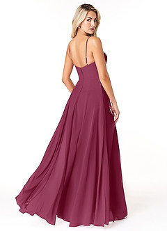 Azazie Emerald Bridesmaid Dresses Mulberry A-Line Ruffled Chiffon Dress image3