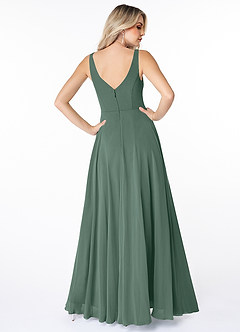 Azazie Calvi Bridesmaid Dresses Sea Moss A-Line Ruched Chiffon Dress image2