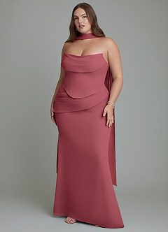 Azazie Sorrel Abiti da Damigella Abito Sirena in Chiffon Corsetto Merlot image9