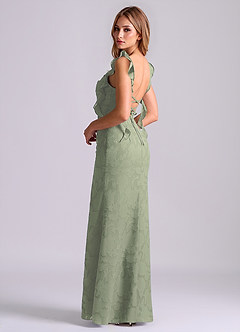 Azazie Jessamine Final Sale Agave Mermaid Corset Floral Burnout Dress image2