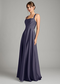 Azazie Shaude Bridesmaid Dresses Stormy A-Line Pleated Stretch Satin Dress image5