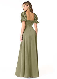 Azazie Harlie Final Sale Dusty Blue A-Line Sweetheart Neckline Stretch Satin Dress image2