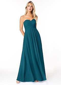 Azazie Yazmin Brautjungfernkleider Wandelbar A-Linie Herzausschnitt Chiffon Kleid Tintenblau image1