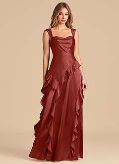 Azazie Sloane Bridesmaid Dresses Terracotta A-Line Sweetheart Neckline Metallic Satin Dress image5