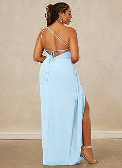 Christian Siriano Bridal for Azazie 1003 Bridesmaid Dresses Sky Blue Sheath One Shoulder Chiffon Dress image9