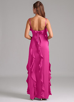 Azazie Malia Jurken voor bruidsmeisjes Jurk van Stretch Satijn met A-Lijn Zijsplit Fuchsia image6