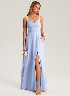 Azazie Terese Abiti da Damigella Abito A-Line in Chiffon Plissettato Ghiaccio image3