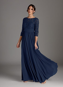 Azazie Carmena Mother of the Bride Dresses Dark Navy A-Line Sequins Chiffon Dress image4
