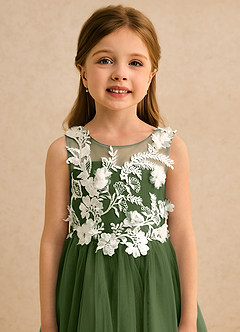 Azazie Mixie Sukienki dla dziewczynek sypiących kwiaty Suknia balowa Koronka Sznurówka Długość kostki Sukienka image7