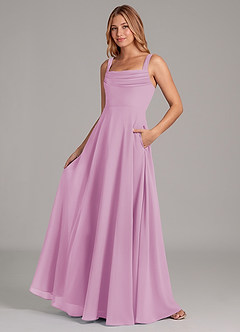 Azazie Shaude Bridesmaid Dresses Candy Pink A-Line Pleated Chiffon Dress image4
