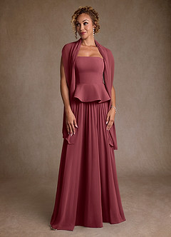 Azazie Josabeth Kleider für die Brautmutter A-Linie Plissee Chiffon Kleid Merlot image4