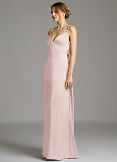 Azazie Adriane 신부 들러리 드레스 쉬스 절하다 스트레치 새틴 바닥 길이 드레스 image3