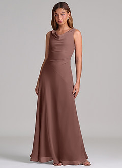 Azazie Nerine Brudtärnklänningar Klä av A-Linje i Chiffong Plisserad Espresso image3