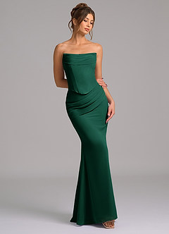 Azazie Sorrel Bridesmaid Dresses Emerald Mermaid Corset Chiffon Dress image7