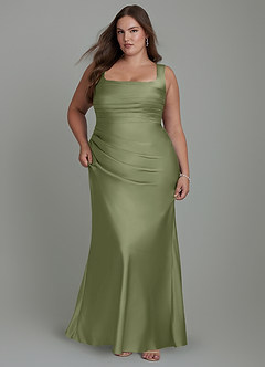Azazie Agustina Bridesmaid Dresses Garden Sage Mermaid Corset Stretch Satin Dress image9