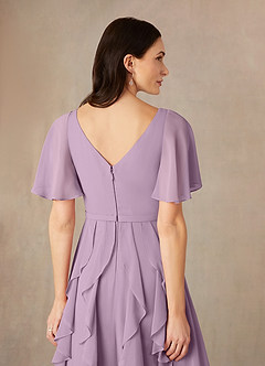 Azazie Watson Final Sale Wisteria A-Line V-Neck Chiffon Dress image5