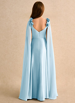 Azazie Rosita Junior Formal vestidos de niña de las flores Vestido de Azul Cielo de Satin Mate de Corte en A con Plisado image2