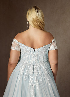 Azazie Rowe Trouwjurken Jurk van Tule met Baljurk Off the Shoulder Bewolkt Blauw image14