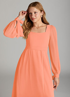 Azazie Leonia Junior A-Linie mit Taschen Chiffon Kleid Sonnenuntergang image5