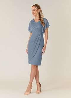 Azazie Waverly Mother of the Bride Dresses Twilight Sheath Pleated Mesh Dress image3
