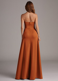 Azazie Wren Bridesmaid Dresses Cinnamon A-Line Strapless Stretch Satin Convertible Dress image5