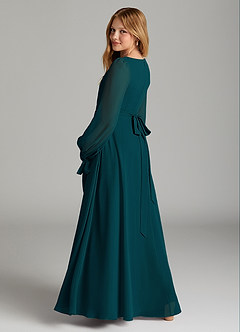 Azazie Leonia Junior Pine A-Line with Pockets Chiffon Dress image2