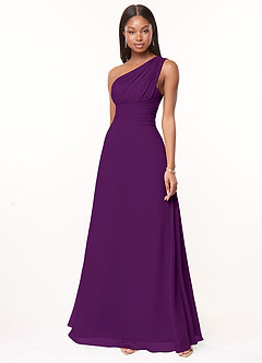 Azazie Ashley Bridesmaid Dresses Grape A-Line Ruched Chiffon Dress image1
