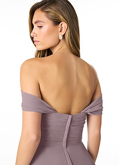 Azazie Kaitlynn Bridesmaid Dresses Dusk Empire Ruched Chiffon Convertible Dress image6