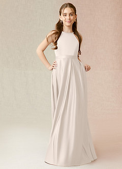 Azazie Arianthe Junior White Alabaster A-Line with Pockets Stretch Satin Dress image4