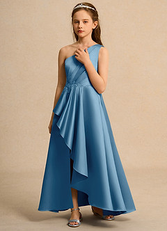 Azazie Taffy Junior Formal Flower Girl Klänningar Klä A-Line i Matt satäng Spets image5