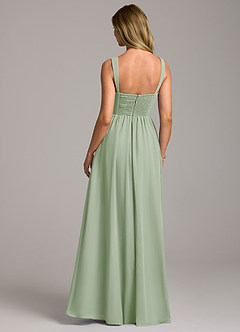 Azazie Rosaline Bridesmaid Dresses Dusty Sage A-Line Side Slit Chiffon Dress image6