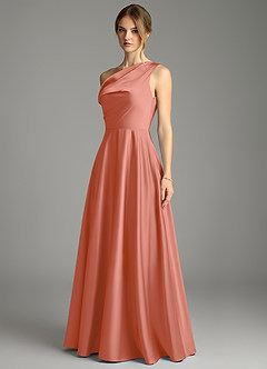 Azazie Xanthe Final Sale Sky Blue A-Line Off the Shoulder Stretch Satin Dress image4
