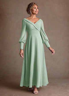 Azazie Paterson At-home Try On Dresses Agave A-Line Pleated Chiffon Dress image1