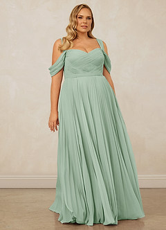 Christian Siriano Bridal for Azazie 1013 Bridesmaid Dresses Agave A-Line Off the Shoulder Chiffon Dress image10