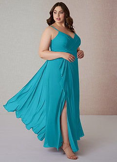 Azazie Emerald Bridesmaid Dresses Jade A-Line Ruffled Chiffon Dress image9