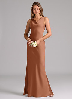 Azazie Allettie Bridesmaid Dresses Bronzer Mermaid Stretch Satin Dress image3
