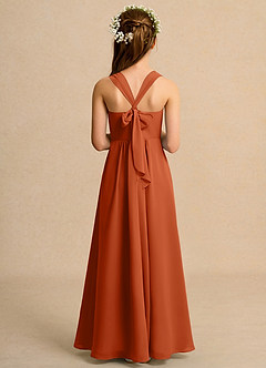 Azazie Tater Girls Formal Flower Girl Dresses Burnt Orange A-Line Pleated Chiffon Dress image2