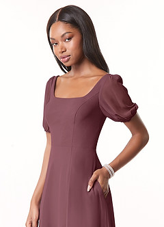 Azazie Alani Abiti da Damigella Abito A-Line in Chiffon con Scollo Quadrato Sangria image4