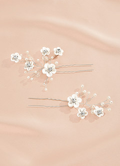 front White Flower U-Shaped Hairpin Set