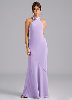 Azazie Velli Bridesmaid Dresses Lilac Mermaid Bow Chiffon Dress image6