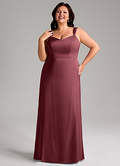 Azazie Denice Bridesmaid Dresses Merlot Sheath Pleated Stretch Satin Dress image10