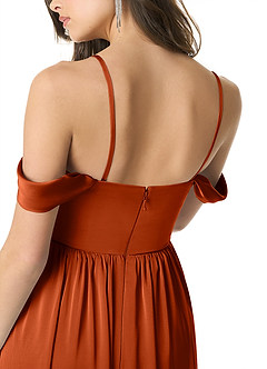 Azazie Morana Bridesmaid Dresses Paprika A-Line Off the Shoulder Stretch Satin Convertible Dress image9