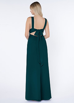 Azazie Christiana Brautjungfernkleider A-Linie V-Hals Gefaltet Chiffon Kleid Kiefer image3