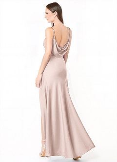 Azazie Alaija Bridesmaid Dresses Blushing Pink Mermaid Side Slit Stretch Satin Dress image1