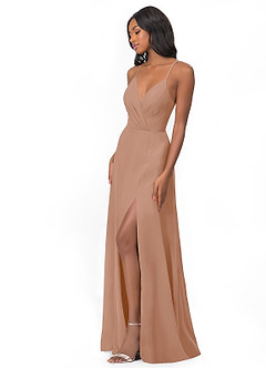 Azazie Everleigh Bridesmaid Dresses Champagne Rose A-Line Sweetheart Pleated Chiffon Dress image5