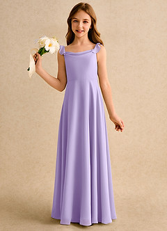 Azazie Puppy Girls Formal Abiti da Ragazza di Fiori Abito A-Line in Chiffon Plissettato Lilla image3