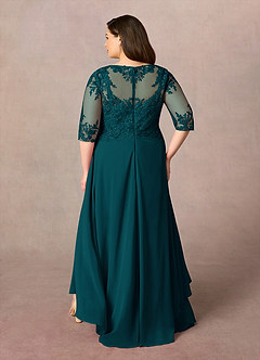 Azazie Monza Mother of the Bride Dresses Pine A-Line Lace Chiffon Dress image9